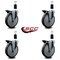 Service Caster 6'' Thermoplastic Rubber Swivel 1-3/8'' Expanding Stem Caster Set with Brake, 4PK SCC-EX20S614-TPRB-PLB-138-4 - alternate 4